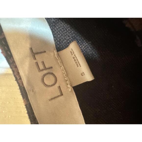 LOFT Brown Leopard Print Long Puff Sleeve Dress Size Small - Picture 3 of 8